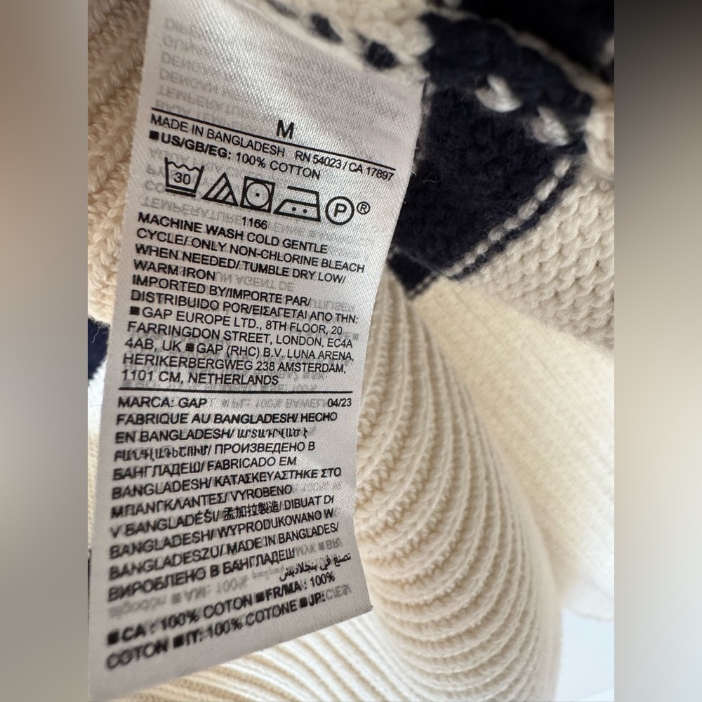GAP 100% Cotton Shaker-Stitch Nautical Striped Turtleneck Sweater - Size M - Picture 4 of 9